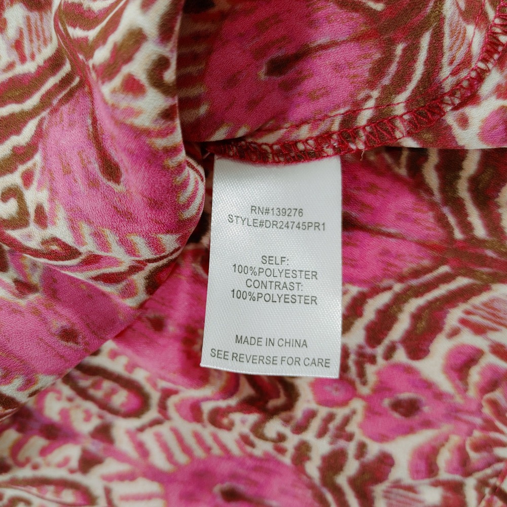 DR2 Daniel Rainn Pink Paisley Sleeveless Ruffle Trim High Neck Blouse Size S - Picture 6 of 8